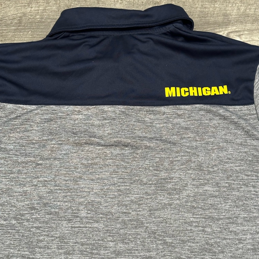 Men’s Michigan Medium 38 - 40 Polo Shirt Gray Blue Maze Golf Lightweight Wicking - Picture 6 of 8